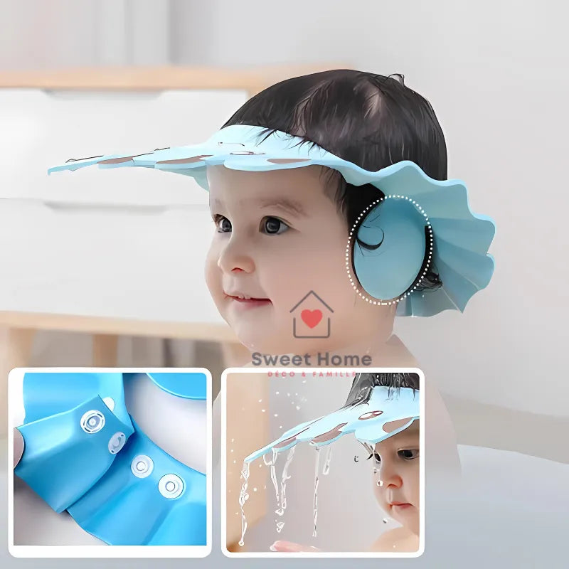 Casquette de Bain Bébé – Protection Yeux & Oreilles