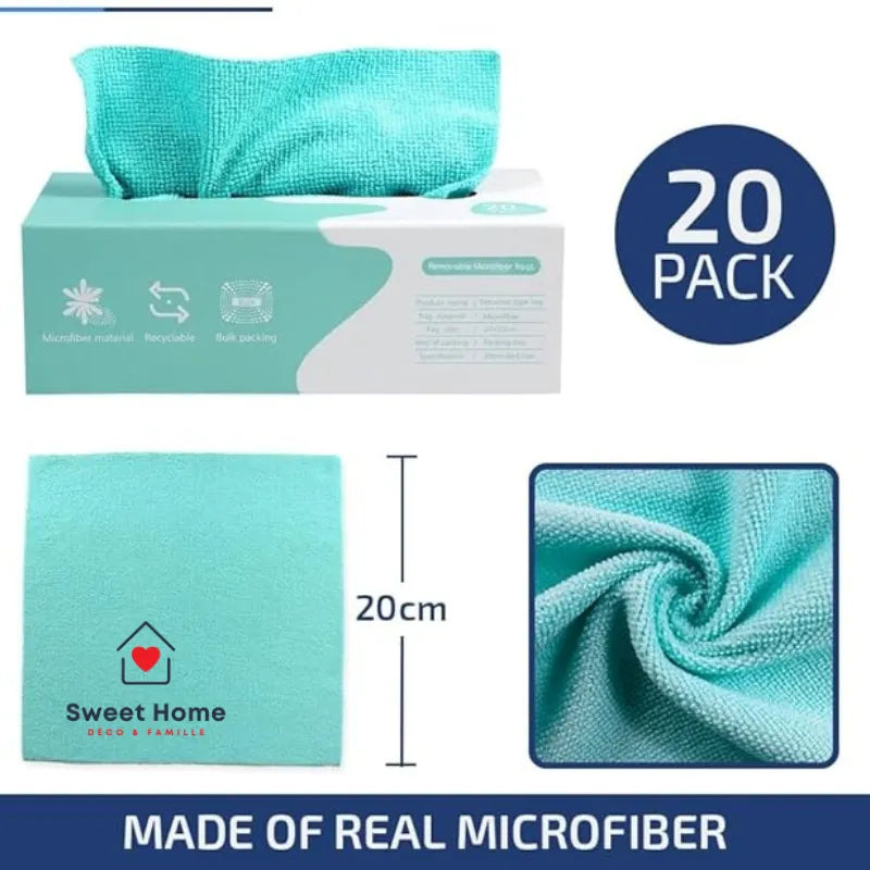 Pack de 20 Lingettes Microfibre