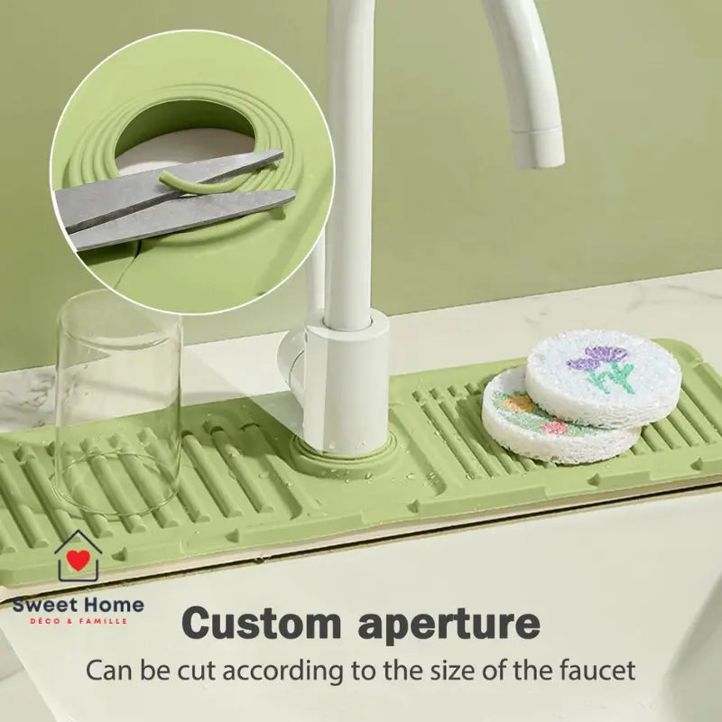 Tapis d'égouttement en silicone pour évier de cuisine et salle de bain